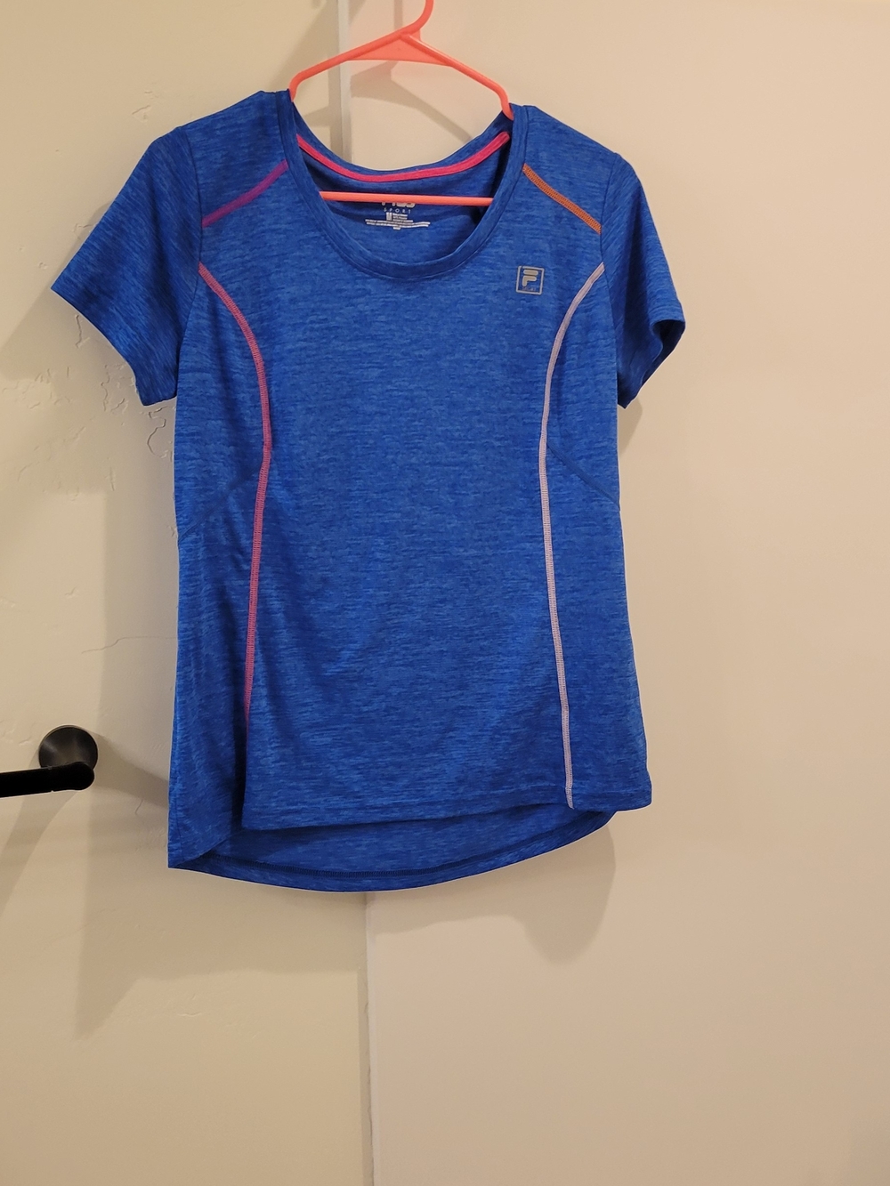 Fila Womens Blue Athletic Tee with Pink Accents